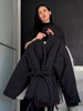 Casual Lace Up Solid Color Women's Coat V-neck Button Pocket Loose Cotton Jacket Autumn Winter Clothes Daily Wear