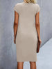 Women's casual dress tight dress front knot round neck medium-long dress basic daily wear