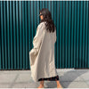 Elegant Khaki Women's Trench Coat Long Autumn Loose Stand Collar Full Sleeved Single Breasted Pocket Side Split Windbreaker