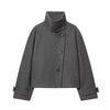 Elegant Stand Collar Short Jacket For Women Lady Outerwear High Street Long Sleeve Single Breasted Female Coats
