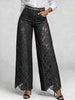 American Lace Hollow Out Elegant High Waist Wide Leg Straight Tube Harajuku Retro Flared Pants High Street Women's Jeans