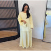 Solid Color Loose Fit Flare Sleeve Tiered Dress Crew Neck Ruffle Hem Pleated Long Maxi Dresses Spring Chic Casual Outwear