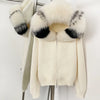 Knitwear Cardigan Women Spring Knitted Jacket Female Autumn Hooded Real Fox Fur Coat Natural Short Fur Coat Casual