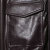 Women's Faux Leather Short Jacket Coat Long Sleeve High Collar Chic Top with Flap Pockets Female Outerwear