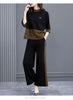 Middle-aged mother Suit Spring Autumn Loose Plaid Patchwork Top+Wide leg pants Two-piece Women's Clothing Sets