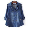 Denim Cape Coat Female Jacket Double Breasted Jackets Women Office Lady Windbreaker Denim Basic Coats Autumn Overcoat