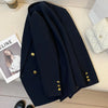 Navy Suit Jacket Blazers Women Spring Autumn Jacket Casual British Office Lady Suit Metallic Button