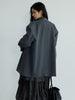 Women Gray Striped Shaped Big Size Elegant Blazer Lapel Long Sleeve Jacket Tide Spring Autumn 1DH7077