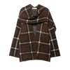 Autumn Women Plaid Knit Scarf Collar Cardigan Coat Long Sleeve Oversize Jacket With Pockets High Street Lady Clothing