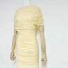Women Ruched Maxi Dress Asymmetric Draped Sleeve High Neck Bodycon Mermaid Formal Evening Party Gown