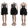 Women Mesh Diamonds Rhinestones Cake Style Big Swing Strap Bodycon Midi Dress Sexy Party Even Dresses Vestidos