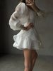 Solid Dresses For Women Deep V Neck Long Sleeves High Waist Patchwork Folds Minimalist Dress Female Clothing