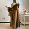 Dubai Corduroy Abaya for Muslim Women Eid Ramadan Modest Dress Loose Large Elegant Gown Islam Clothing Turkey Solid Robe