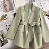 Elegant Blazer Woman Spring Solid Color Tie Suit Jacket Temperament Korean Version of The Casual Suit Woman Clothing