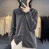 100% Merino Wool Sweater Cardigan Women Korean Coat Solid Color Top Spring/Autumn/Winter Women Hooded Cardigan