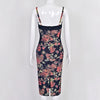 Sexy Vintage Quality Flower Print Gauze Bandage Evening Dress Women Party Bustier Elegant Ladies Vestido Knitted Dresses