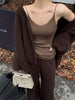 Sweater Set Women's Loose Outer Wear Lazy Style Winter Lace-up Knitted Jacket Cardigan Wide-leg Pants Two-piece Set
