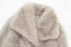 Women Cropped Faux Fur Jacket Coat Long Sleeve Front Snap-button Female Outerwear Chic Lapel Collar Thick Coat