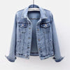 Ladies Denim Jacket Spring Autumn Long-Sleeve Women Cowboy Outerwear Elegant Single-Breasted Female Jeans Coat