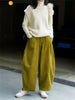 Autumn Winter Lazy Arc Corduroy Wide Leg Pants Women Elastic Waist Loose Casual Comfortable Trousers Female