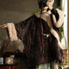 Women Corduroy Print Floral Parkas Red Winter Coats Warm Patchwork Wool Plus Cotton Women Loose Pullover Parkas