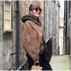 Elegant Hooded Plush Short Coat Women Retro Chic Suede Single Breasted Jackets Coats Female Winter Casual Street Outwear