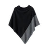 Asymmetric Knit Poncho Women Patchword Cape Top Female Soft Knitwear Spring Autumn Elegant Outfit
