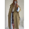 Casual Khaki Trench Coat Women Lapel Long Sleeve Double Breasted Pocket Loose Windbreaker Autumn Lady Commute Outwear