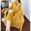 Pleated Triple Button Long Sleeve Lapel Dress Women Spring Korean Causal Elegant Clothes