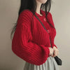Fall Winter Short Knitted Cardigan Women Thicken Warm Single-Breasted Sweater Female Solid O-Neck Long Sleeve Knitwear Coat