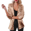 Dressy Sequin Coat Women's Sequin Jacket Shiny Open Front Blazer Jacket Party Sparkly Long Sleeve Cardigan Coat With Pockets 80%