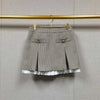 Classic Houndstooth Women's Zipper Coat Long Sleeve Jacket Tops or High Waist Pleated Patchwork Mini Skirt for Ladies