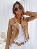 Autumn Winter Long Sleeve Cowboy Wind Handsome Women Jacket Vintage Brown Color Slim Boyfriend Style Suede Jacket Coat 17079