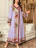 Plus Size Middle Eastern Gown Western V-Neck Printed Women's Dress for Commute Loose Vacation Style Long Sleeve Dress