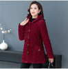 2026New Autumn Winter With Velvet Cotton-padded Jacket Women Mid-Aged Mother Hooded Floral Plus Velvet Warm Parkas Coat Female