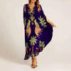 Spring V-neck A-line Dress Animal Pattern Printed Loose Dress Retro Women's Dress
