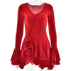 Sexy Black White Patchwork Ruffles Short Dress Women's Long Flare Sleeve Lace-up Evening Party Mini Dresses Female Blue Pink Red