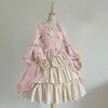 Women Vintage Palace Lolita Dress Sweet Princess Square Collar Lace Bowknot High Waist Long Victorian Gothic Dress Girl Black