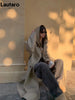 Spring Autumn Long Oversized Light Khaki Trench Coat for Women with Hood Double Breasted Loose Casual Overcoat