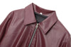 Wine Red Faux Leather Jakcet Outerwear Thicken Zipper Lapel Pu Coats Autumn Winter Streetwear Ladies Tops Women