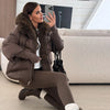 Warm Fur Collar Elastic Waist Hooded Coat Women's Elegant Waist-cinching Zippers Long Cotton Coats Winter Lady Outwear