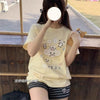 Harajuku Cartoon Embroidery Pants Women Kawaii Striped Loose Korean Trouser Shorts Y2K Subculture Vintage Female Wide Leg Pants