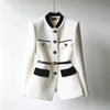 Women Patchwork Blazer Coat Autumn Long Sleeve Casual Single-breasted Suit Coat Elegant Office Waist Ladies Tops