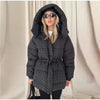 Printed Women's Winter Down Jacket With Hood Zipper Slim Long Sleeve Warm Thicken Quilted Padded Jackets Outerwears