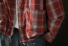 Womens Autumn Cotton Yarn Plaid Hooded Shacket Japanese Style Hooded Long Sleeve Shirt Jacket Outwear Cardigan