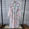 Women's Faux Fur Coat Printed Colorful Furry Coats Autumn Winter Chic Suit Collar Thick Long Overcoat 2DB5840