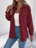 Autumn Winter Casual Single Breasted Pocket Jacket Solid Color Long Sleeve Corduroy Coats for Women Khaki Pink Red