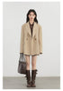 Women Blazers Solid Loose Double-breasted Wide Shoulder Office Ladies Suit Jacket Oversized Coat Spring Autumn