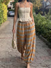 Women's Autumn Versatile Bloomers Plaid Printed Loose Pants Female High-Waist Drawstring Casual Trousers