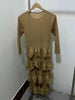 Long Pleated Dress Women Round Neck Solid Color Ruffles Cake Belt Dresses Multi-layer Female Elegant Clothing 2R6863